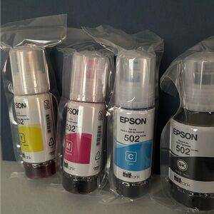 Epson 502 Ink Bottles - Vibrant Yellow, Magenta, Cyan, Black